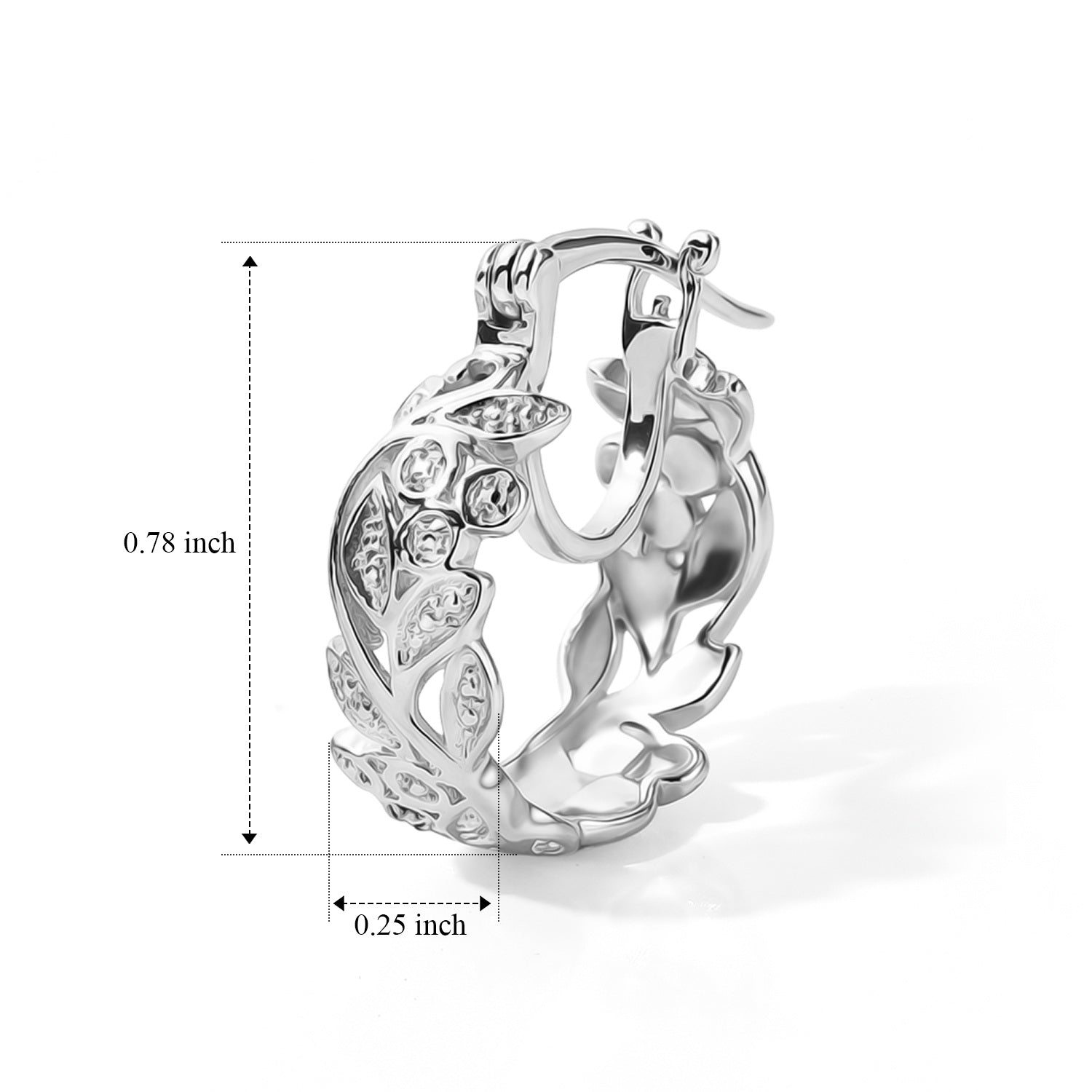 Mega close Out Deal - Natural White Diamond Leaf Vine Filigree Hoop Earring with Clasp V32515919 5