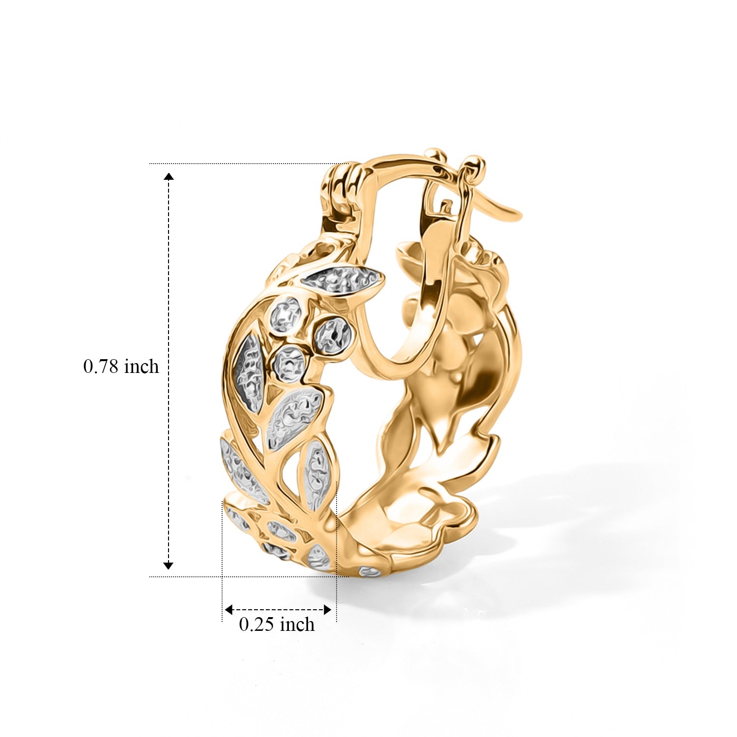 Mega close Out Deal - Natural White Diamond Leaf Vine Filigree Hoop Earring with Clasp V32516533 5