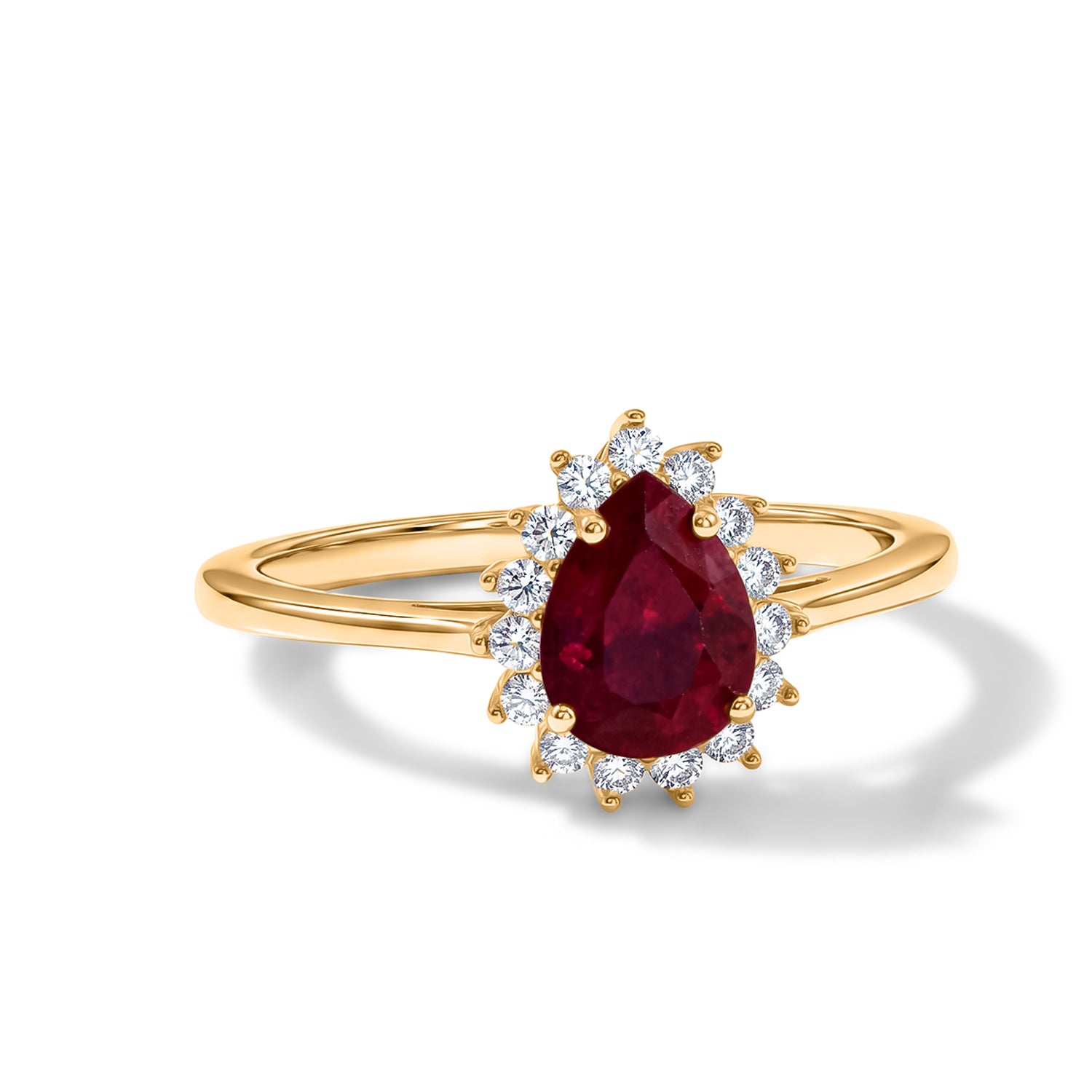D'Joy - Premium African Ruby &amp; White Zircon Halo Ring in Yellow Gold Plated Sterling Silver 1.80 Ct. 8683587 0