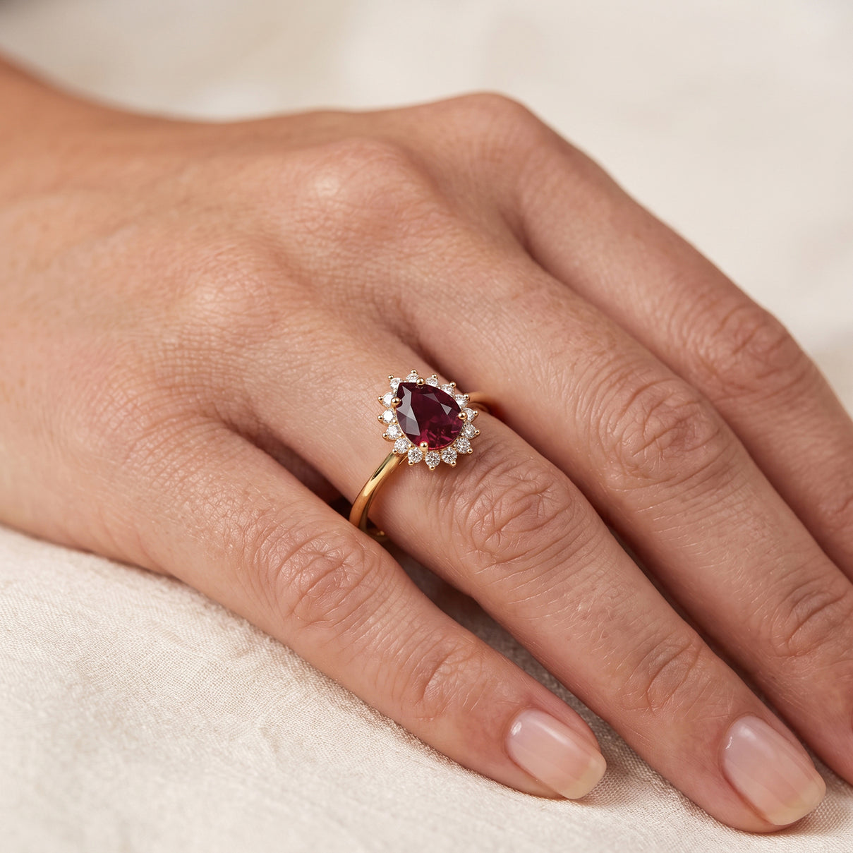 D'Joy - Premium African Ruby &amp; White Zircon Halo Ring in Yellow Gold Plated Sterling Silver 1.80 Ct. 8683587 2