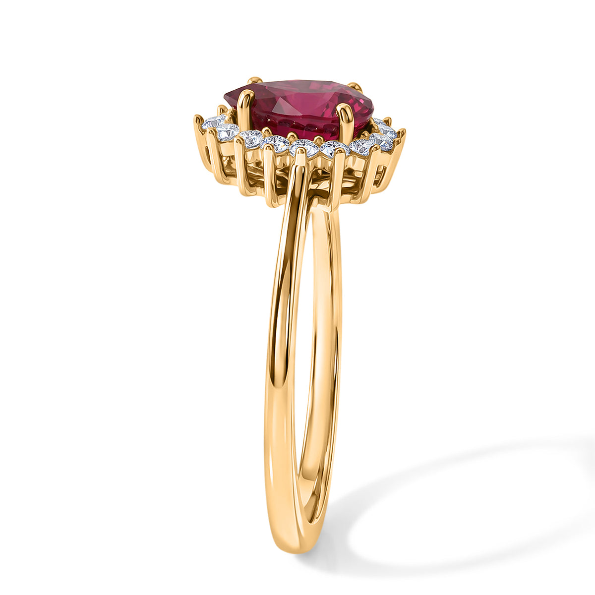 D'Joy - Premium African Ruby &amp; White Zircon Halo Ring in Yellow Gold Plated Sterling Silver 1.80 Ct. V32604303 4