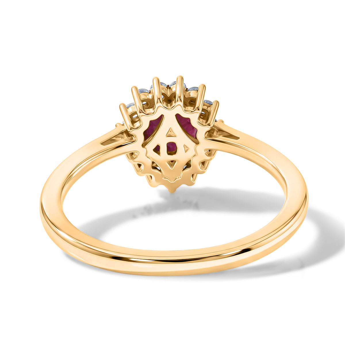D'Joy - Premium African Ruby &amp; White Zircon Halo Ring in Yellow Gold Plated Sterling Silver 1.80 Ct. V32604303 5