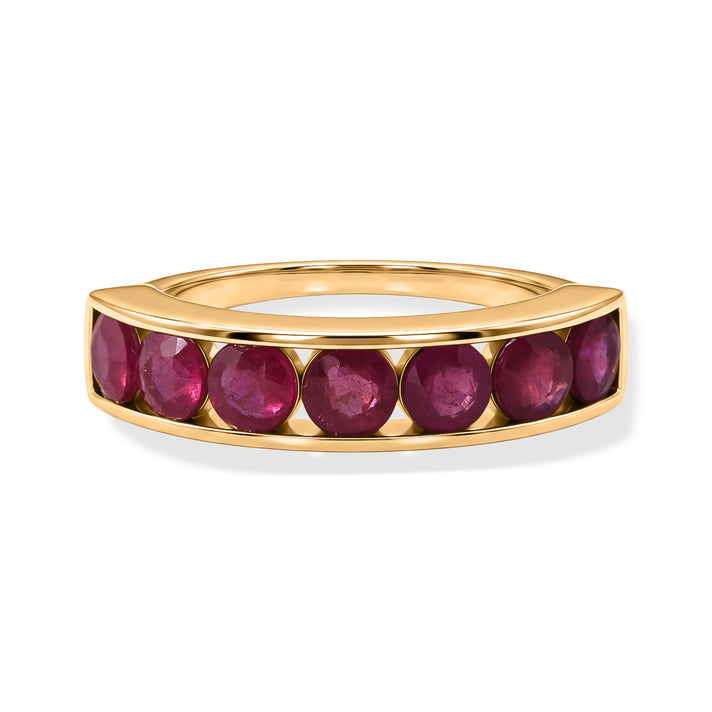 D'Joy - Premium African Ruby 7 Stone Band Ring in Yellow Gold Plated Sterling Silver 2.80 Ct. 8683661 1