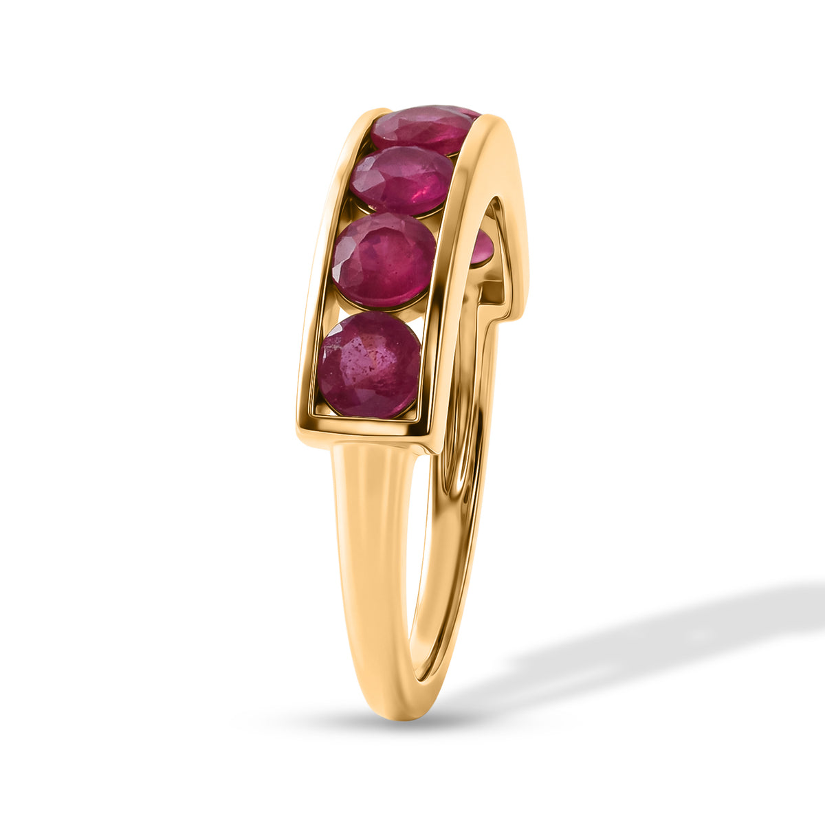 D'Joy - Premium African Ruby 7 Stone Band Ring in Yellow Gold Plated Sterling Silver 2.80 Ct. V32604297 4