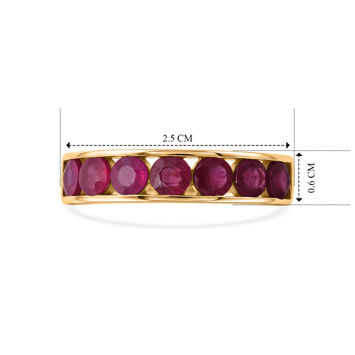 D'Joy - Premium African Ruby 7 Stone Band Ring in Yellow Gold Plated Sterling Silver 2.80 Ct. V32604297 6