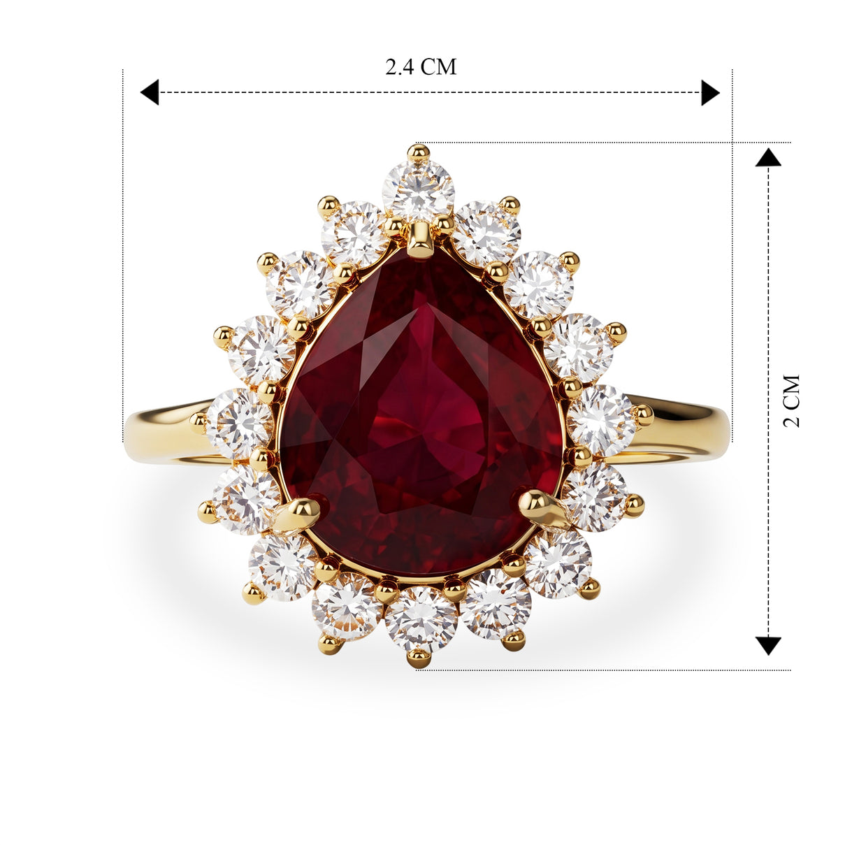 AAA African Ruby (5.50Cts) &amp; Luxuriant Lab Grown Diamond (SI-GH 1.00 Ct) Halo Ring in 18K Vermeil Yellow Gold Plated Sterling Silver 6.50 Ct. 8683684 7