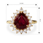 AAA African Ruby (5.50Cts) & Luxuriant Lab Grown Diamond (SI/GH 1.00 Ct) Halo Ring in 18K Vermeil Yellow Gold Plated Sterling Silver 6.50 Ct._8683684_7