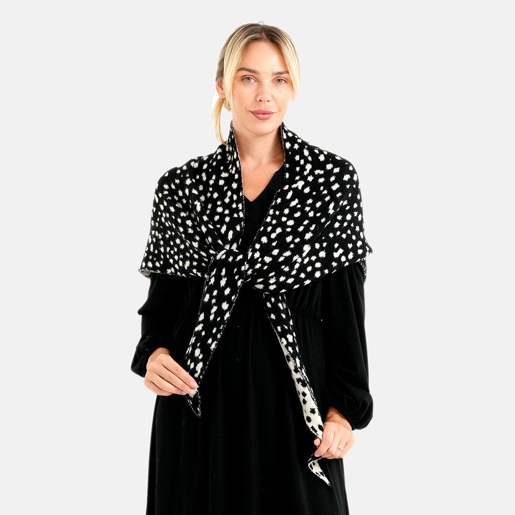 Patterned Scarf (Size - One Size) - Black White_8683706_3