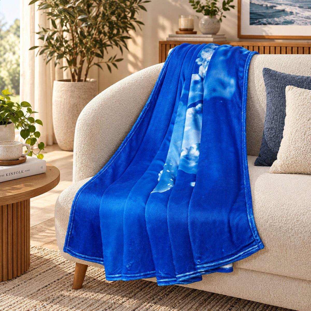 LIVMORE Patterned Blanket (Size 200x1 cm) - Blue 8683713 0
