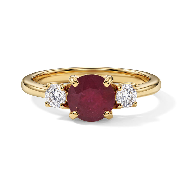 Luxuriant - Premium African Ruby &amp; Lab Grown Diamond Trilogy Ring in 18K Vermeil Yellow Gold Plated Sterling Silver 2.20 Ct. 8683754 1