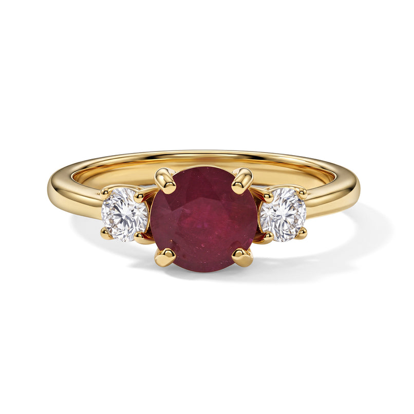 Luxuriant - Fissure Filled Ruby & Lab Grown Diamond Ring in 18K Vermeil Yellow Gold Plated Sterling Silver 2.20 Ct._8683762