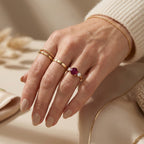 Luxuriant - Fissure Filled Ruby & Lab Grown Diamond Ring in 18K Vermeil Yellow Gold Plated Sterling Silver 2.20 Ct._8683762_1