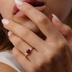 Luxuriant - Fissure Filled Ruby & Lab Grown Diamond Ring in 18K Vermeil Yellow Gold Plated Sterling Silver 2.20 Ct._8683762_3