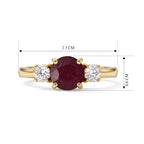 Luxuriant - Premium African Ruby & Lab Grown Diamond Trilogy Ring in 18K Vermeil Yellow Gold Plated Sterling Silver 2.20 Ct._8683762_7