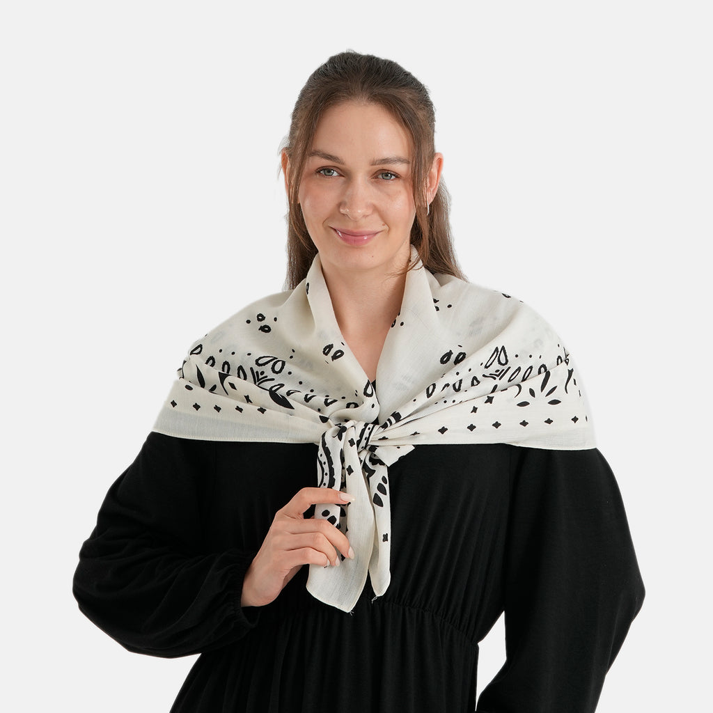 Printed Scarf (Size - One Size) - White_8683777_2