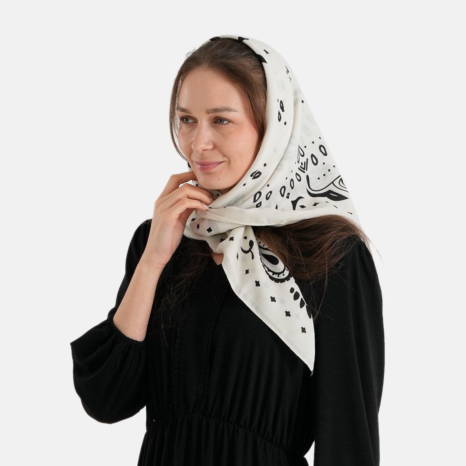 La Marey Printed Square Scarf (88 x 88 cm) - Dark Grey 8683777 4