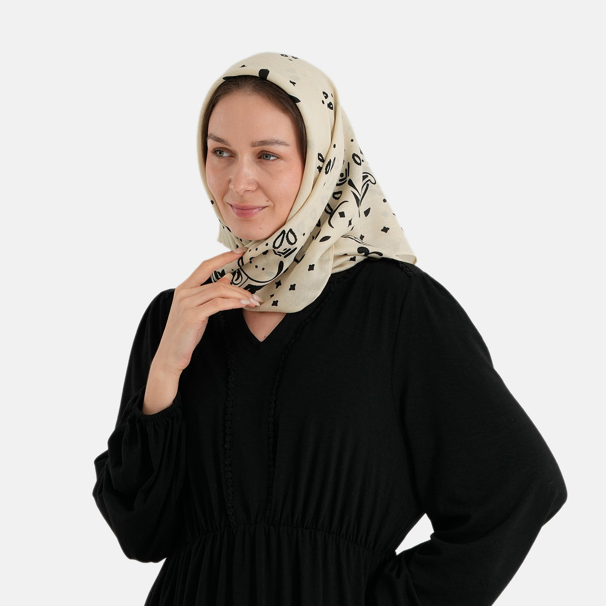 La Marey Printed Square Scarf (88 x 88 cm) - Beige V32621777 4