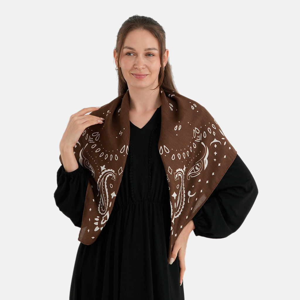 Printed Scarf (Size - One Size) - Brown_8683781