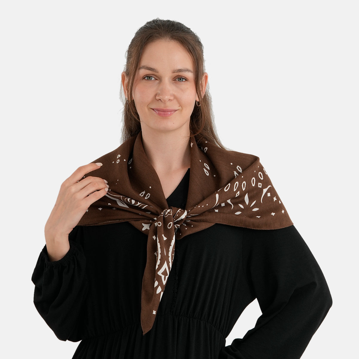 La Marey Printed Square Scarf (88 x 88 cm) - Brown V32621943 3
