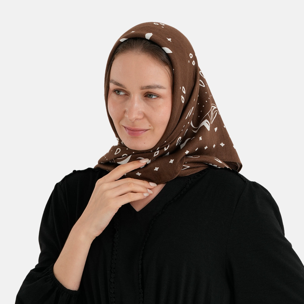 La Marey Printed Square Scarf (88 x 88 cm) - Brown V32621943 4