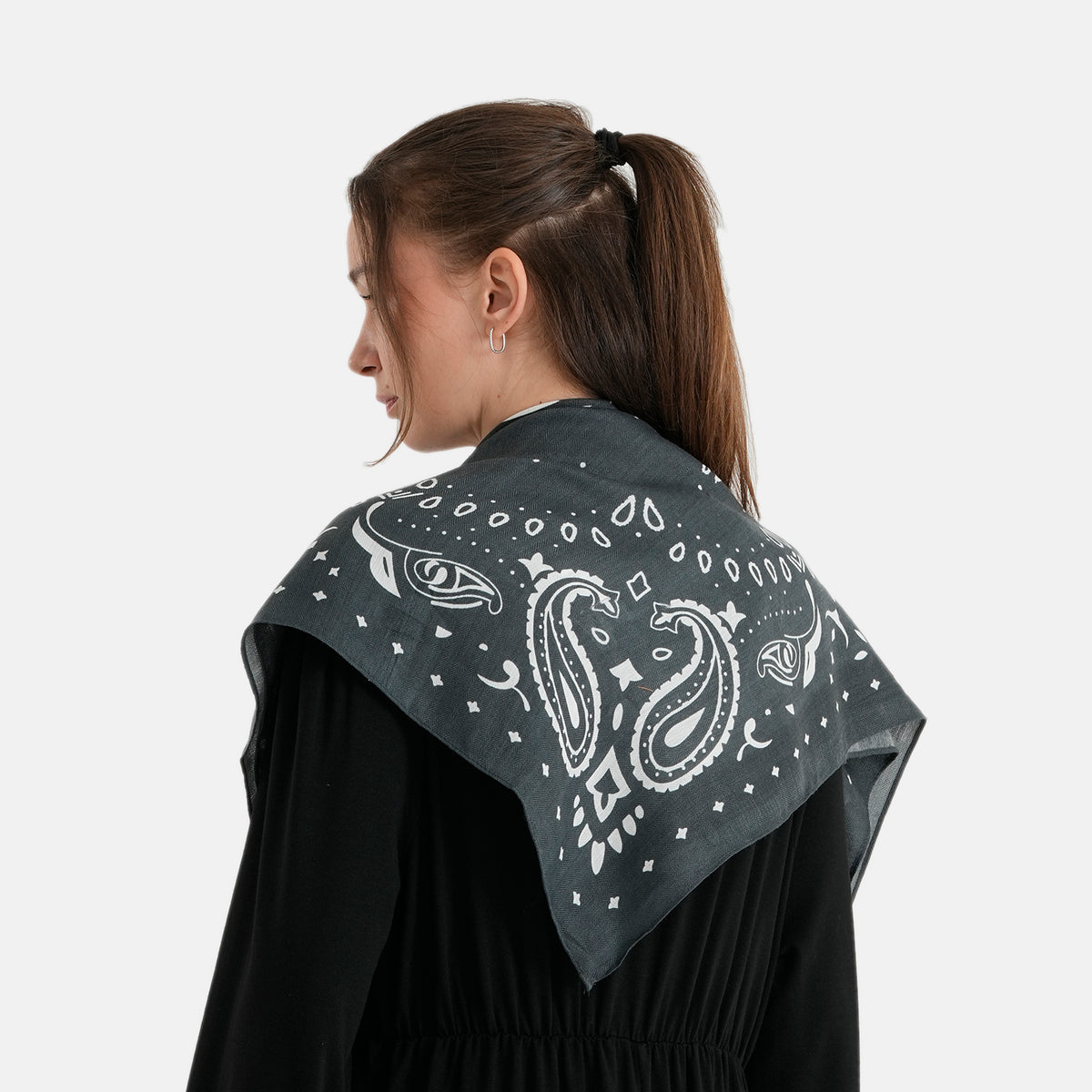 La Marey Printed Square Scarf (88 x 88 cm) - Dark Grey V32617886 2