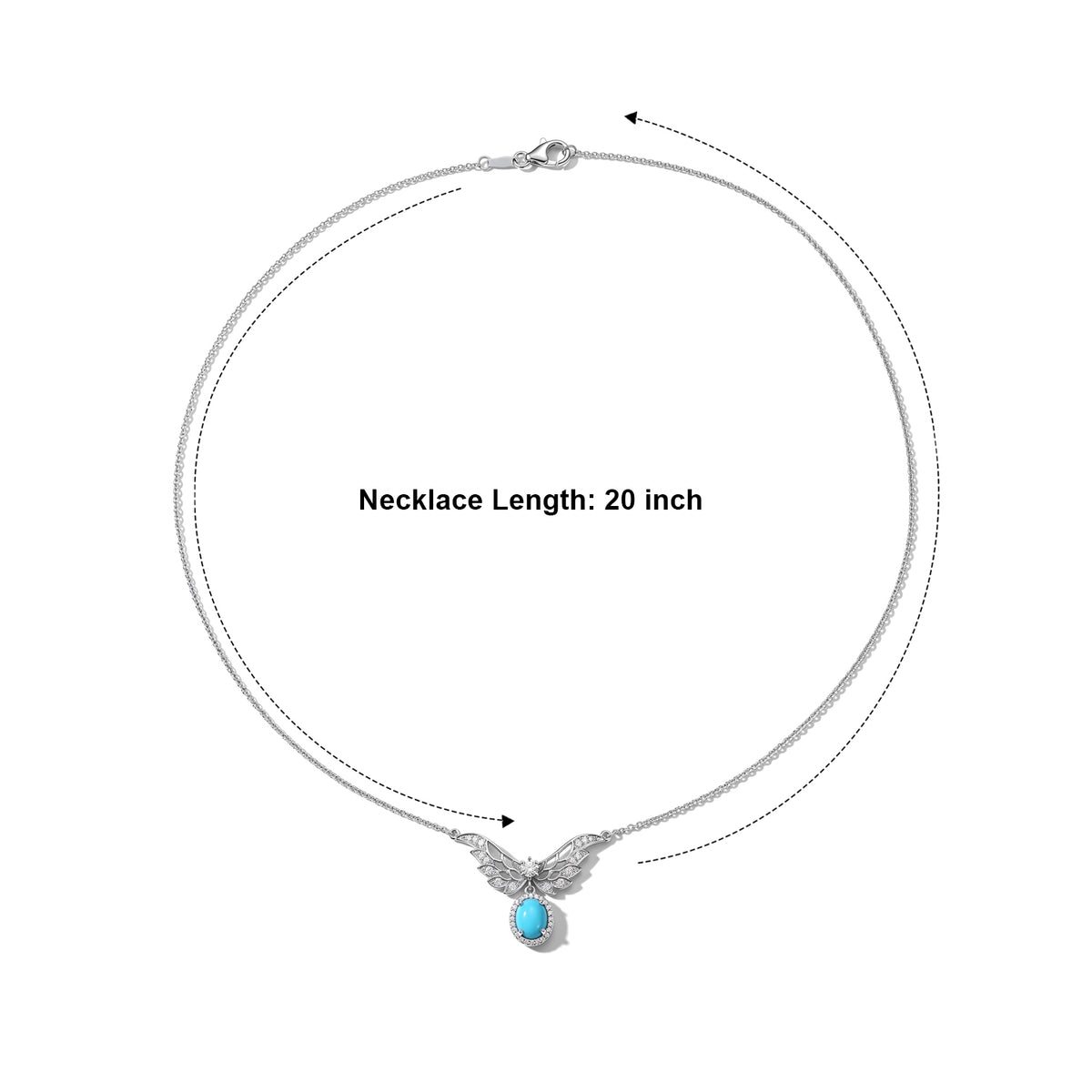 D'Joy Blue Turquoise, White Zircon Main Stones With Stone Neckalce (Size - 20) in Rhodium OverlaySterling Silver  2.285  Ct. 8683938 3