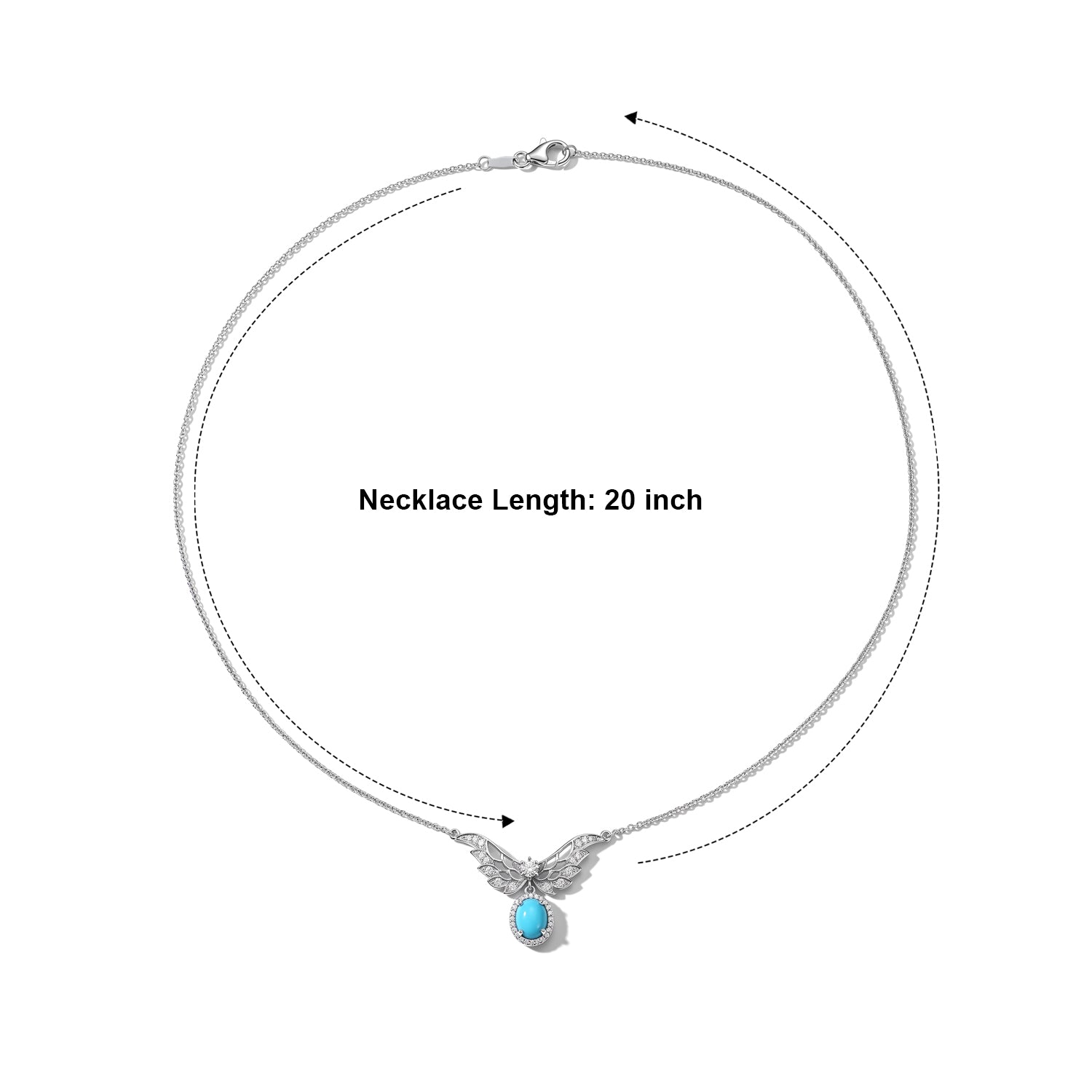 D'Joy Blue Turquoise, White Zircon Main Stones With Stone Neckalce (Size - 20) in Rhodium OverlaySterling Silver  2.285  Ct. 8683938 3