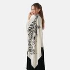 La Marey Black Animal Printed Scarf (180 x 90 cm) - Cream_8683954_2