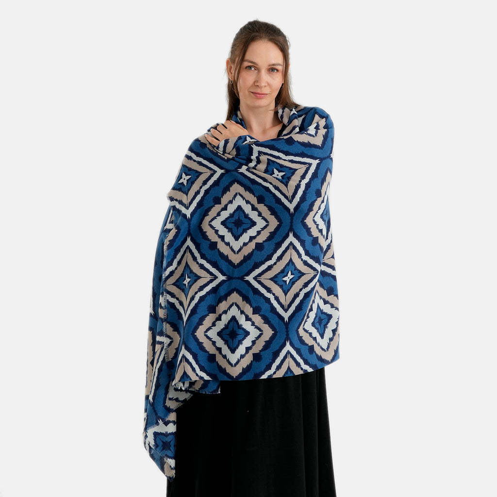 La Marey Printed Scarf (Size - One Size) - Royal Blue_8683955_4