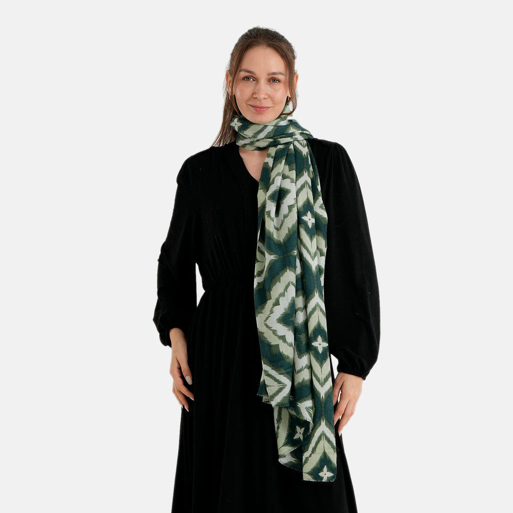 La Marey Printed Scarf (Size - One Size) - Military Green_8683956_2