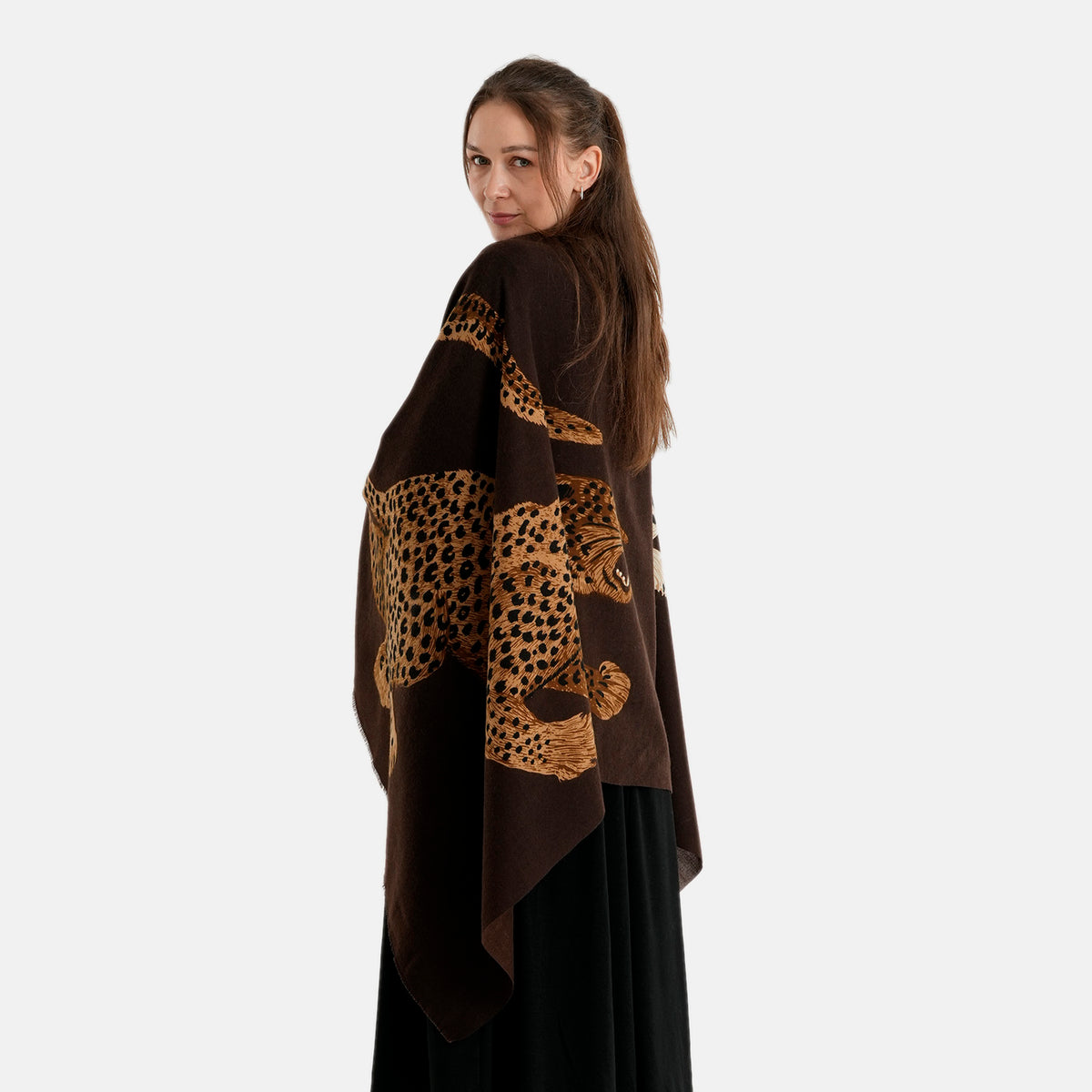 La Marey Animal Printed Scarf (180 x 90 cm) - Dark Brown V32620618 2