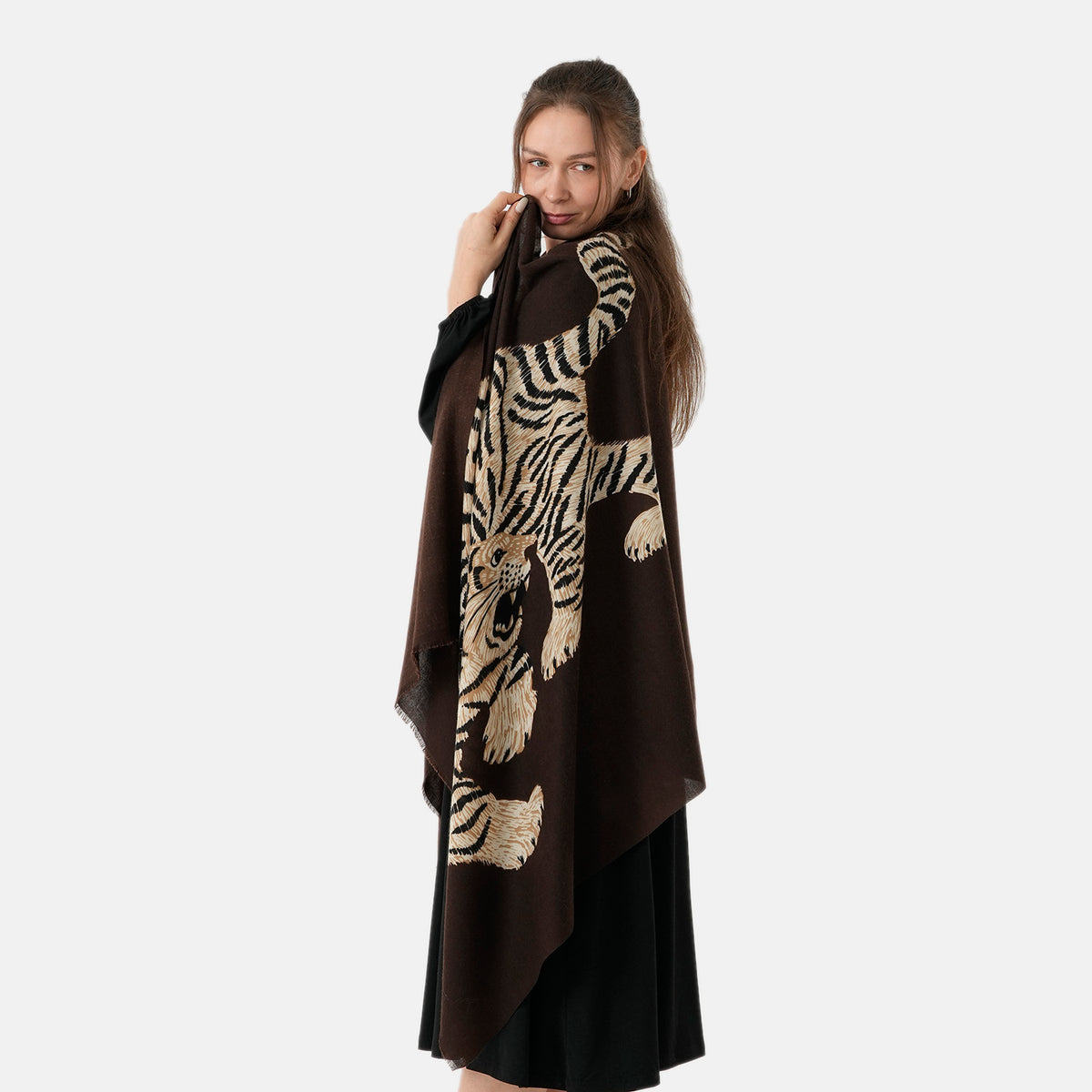 La Marey Animal Printed Scarf (180 x 90 cm) - Dark Brown V32620618 3