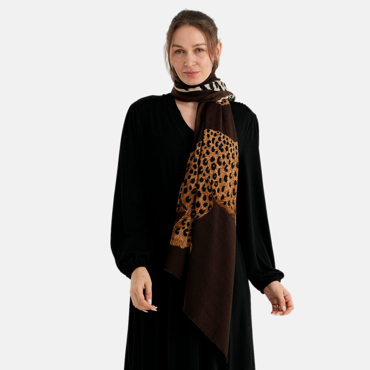 La Marey Animal Printed Scarf (180 x 90 cm) - Dark Brown V32620618 4