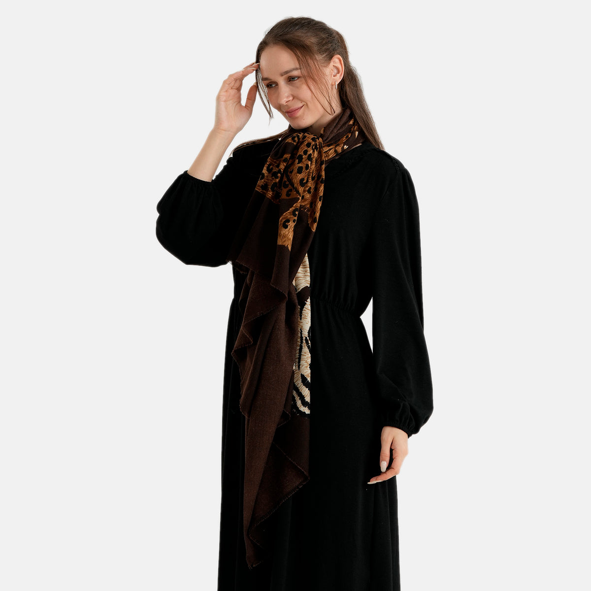 La Marey Animal Printed Scarf (180 x 90 cm) - Dark Brown V32620618 5