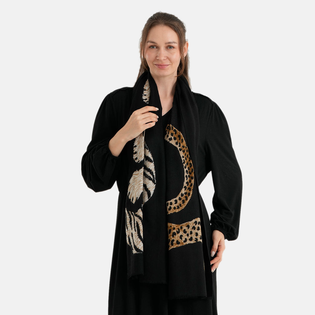 La Marey Printed Scarf (Size - One Size) - Khaki_8683958
