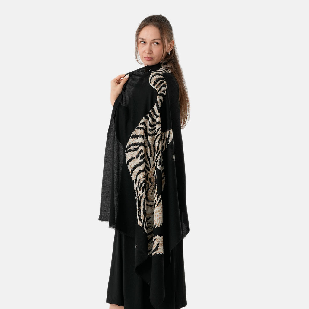 La Marey Printed Scarf (Size - One Size) - Khaki_8683958_2