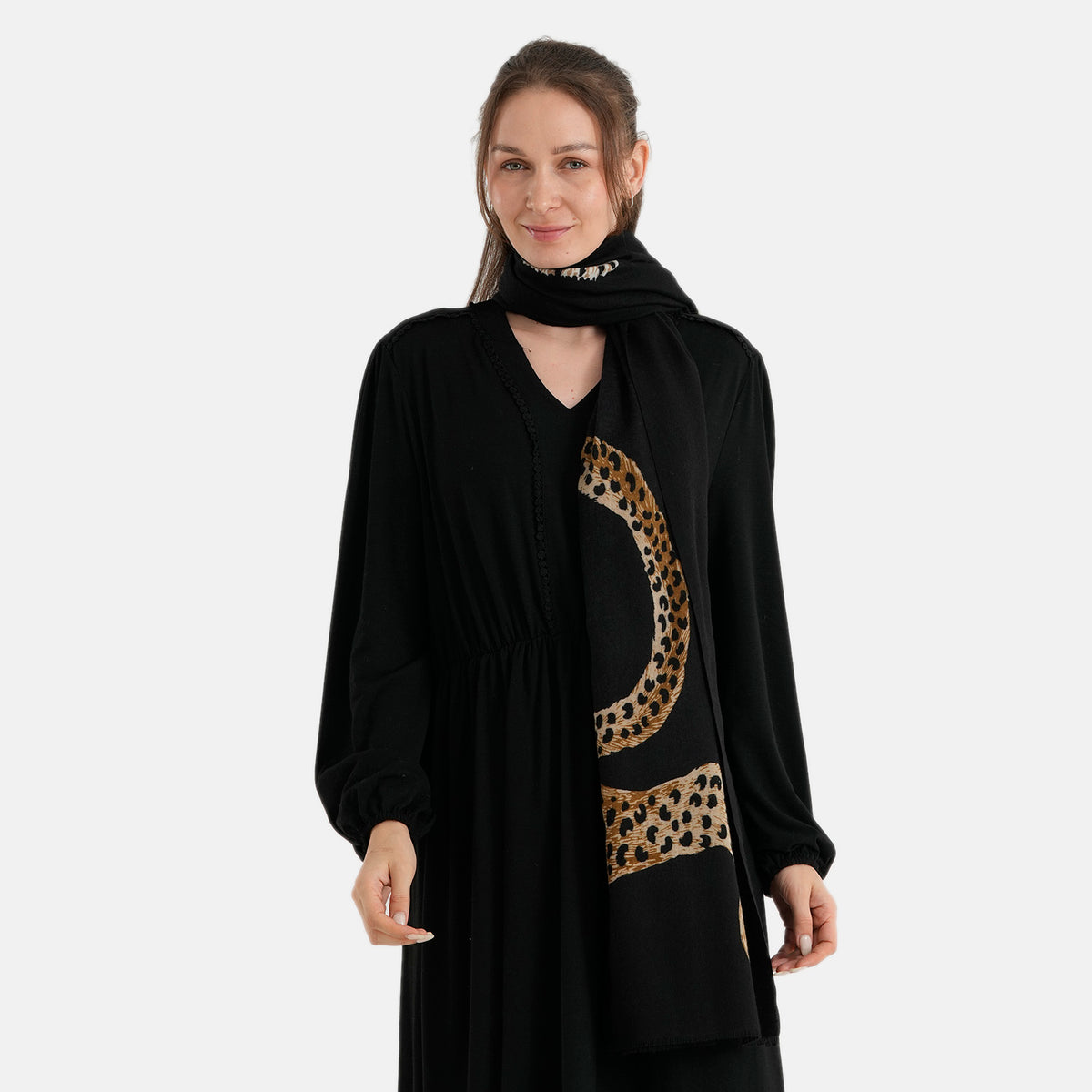 La Marey Animal Printed Scarf (180 x 90 cm) - Black V32620621 4