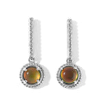 D'Joy - Ammolite Dangling Earring with Push Post in Rhodium Overlay Sterling Silver 1.70 Ct._8684000