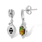 D'Joy - Ammolite & White Zircon Dangling Earring with Push Back in Rhodium Overlay Sterling Silver 1.70 Ct._8684001_2
