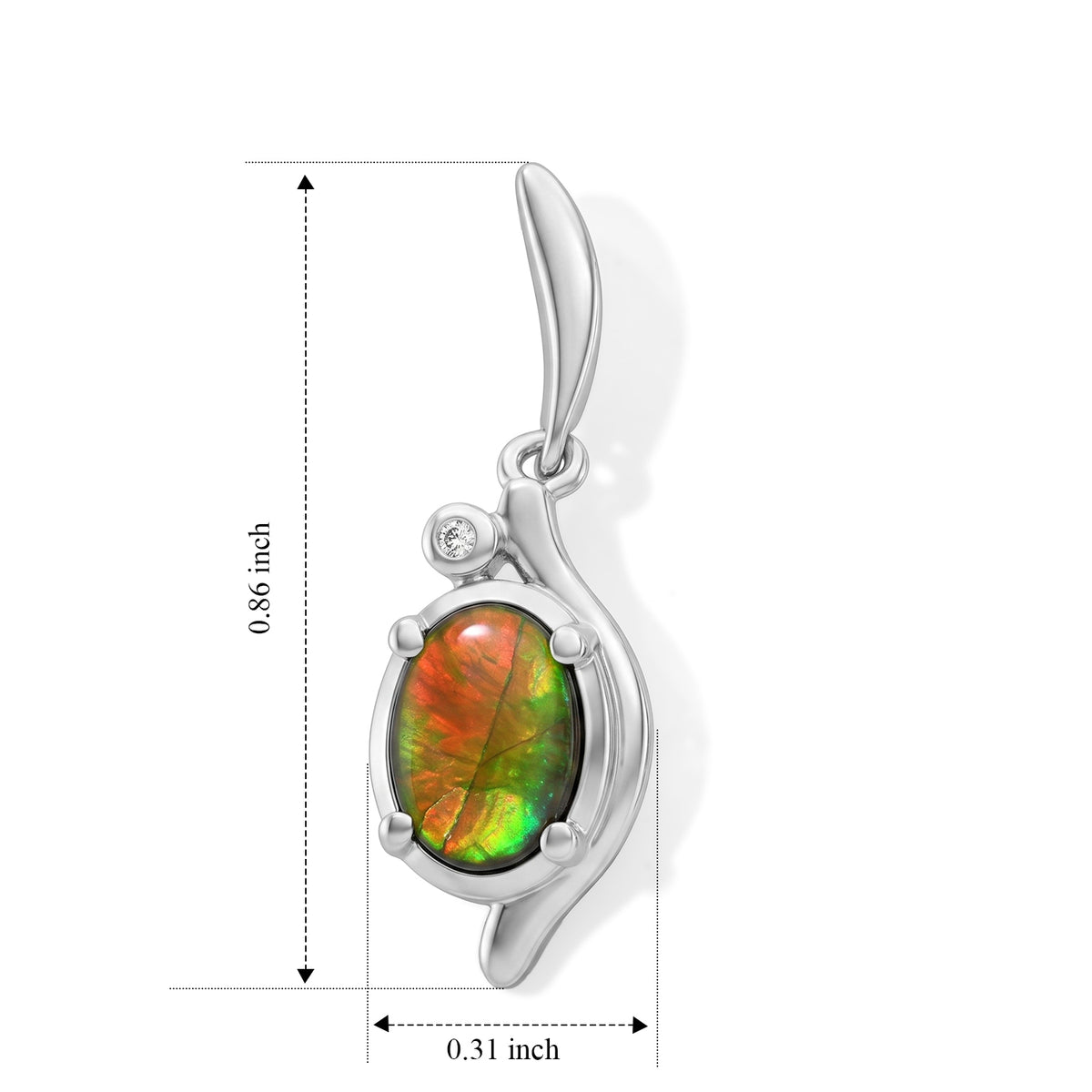 D'Joy - Ammolite &amp; White Zircon Dangling Earring with Push Back in Rhodium Overlay Sterling Silver 1.70 Ct. 8684001 3