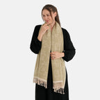 La Marey Viscose Blend Womens Printed Scarf with Fringed Border (180 x 65cm) - Gray_8684008_2