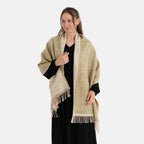 La Marey Viscose Blend Womens Printed Scarf with Fringed Border (180 x 65cm) - Gray_8684008_4