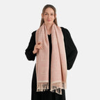 La Marey Viscose Blend Womens Printed Scarf with Fringed Border (180 x 65cm) - Pink_8684010_1