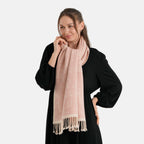 La Marey Viscose Blend Womens Printed Scarf with Fringed Border (180 x 65cm) - Pink_8684010_2