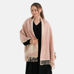 La Marey Viscose Blend Womens Printed Scarf with Fringed Border (180 x 65cm) - Pink_8684010_4