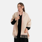 La Marey Viscose Blend Womens Printed Scarf with Fringed Border (180 x 65cm) - Pink_8684010_5