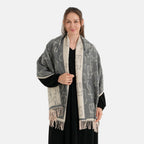 La Marey Viscose Blend Womens Printed Scarf with Fringed Border (180 x 65cm) - Beige_8684011