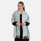 La Marey Viscose Blend Womens Printed Scarf with Fringed Border (180 x 65cm) - Blue_8684013_5