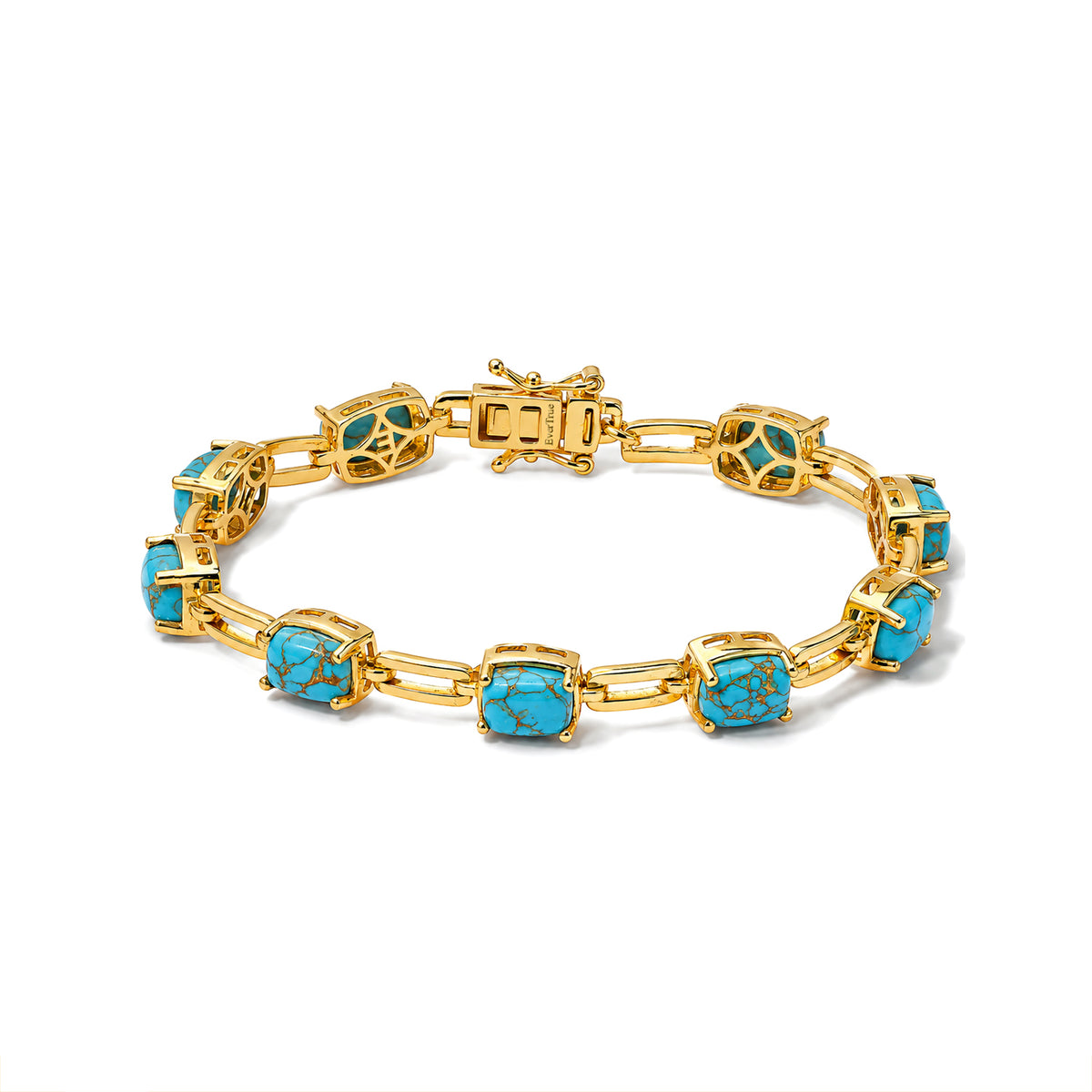 EverTrue - Blue Turquoise Bracelet (Size - 7.5) in Yellow Gold Tone 12.90 Ct. V32750695 0
