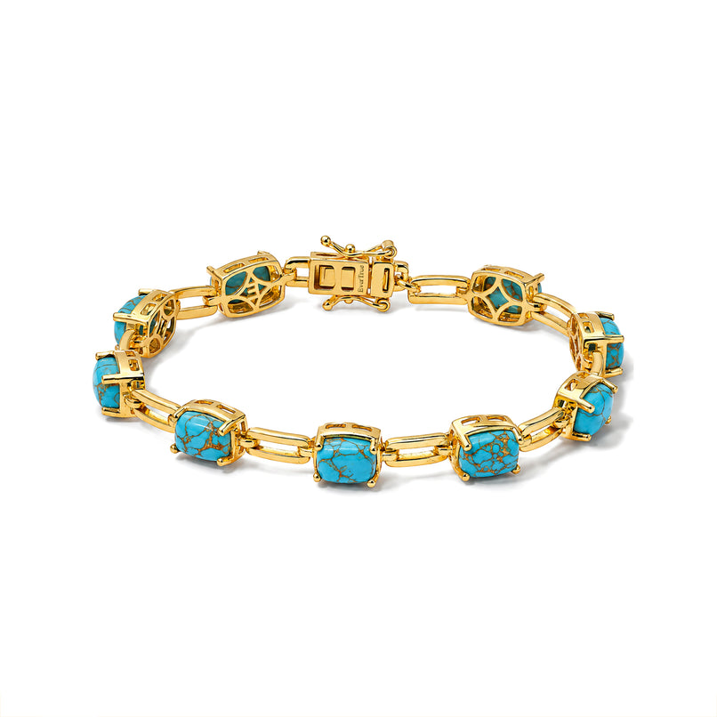 EverTrue - Blue Turquoise Bracelet (Size - 7.5) in Yellow Gold Tone 12.90 Ct._8684068